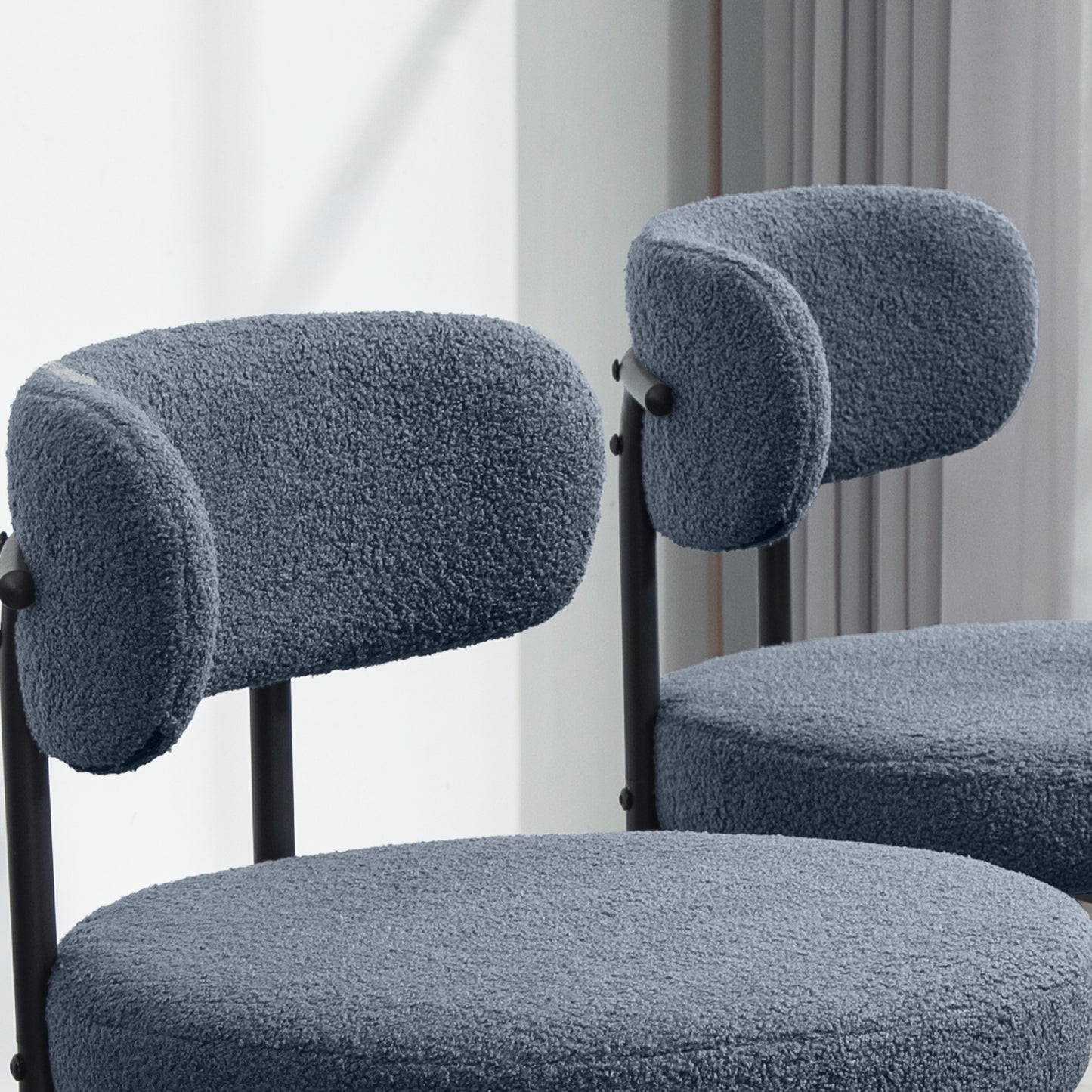 4 Pieces Kitchen Chairs, Modern Dining Chairs w/ Berber Fleece Upholstery and Steel Legs for Living Room, Grey