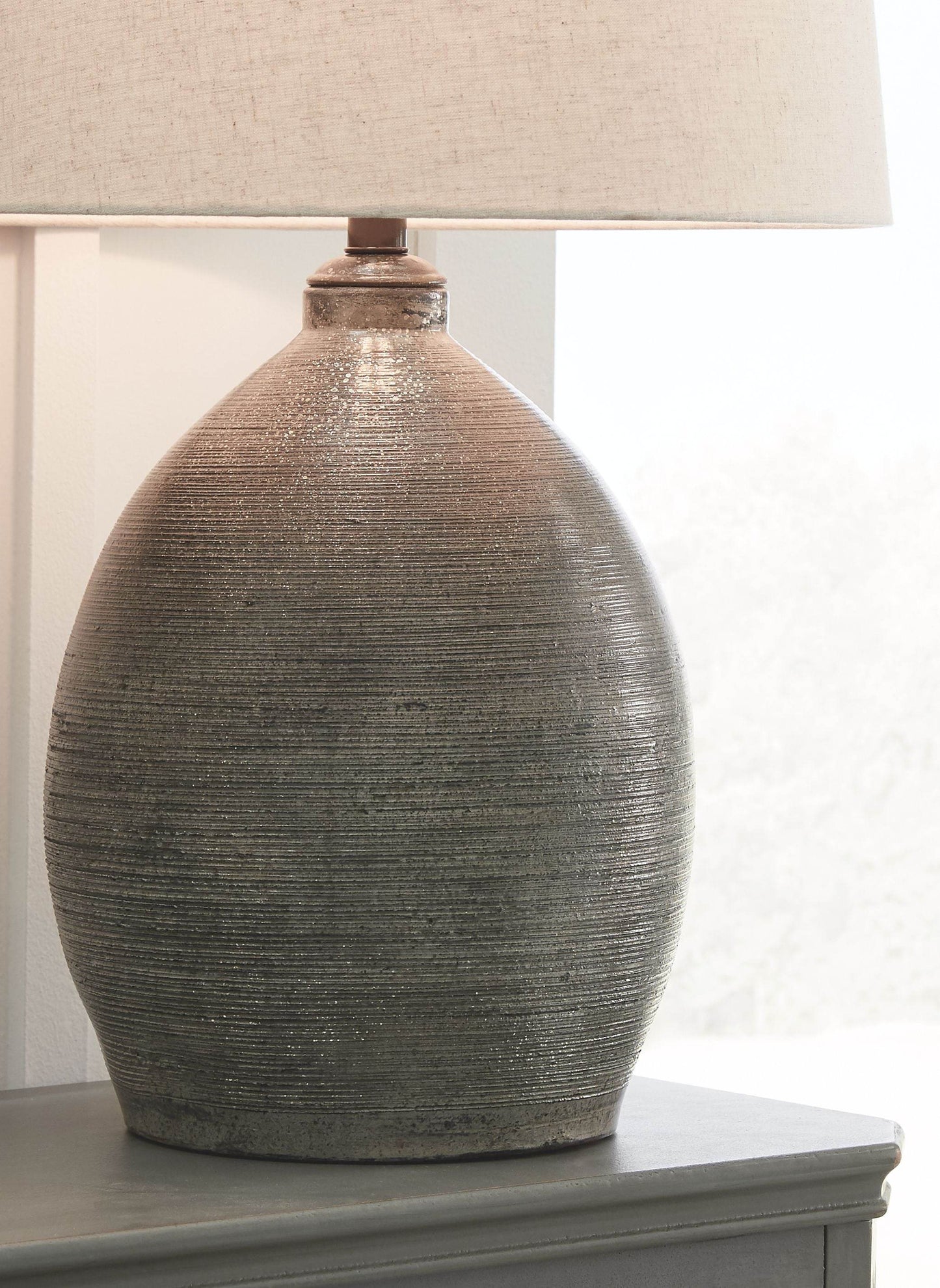 Joyelle - Gray - Terracotta Table Lamp - Forward Furniture