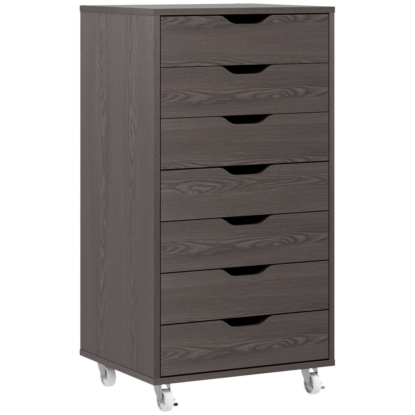 7-drawer Vertical File Cabinet for Home Office, Storage Cabinet with Wheels, 18.7"x15.6"x35.4", Grey Wood Grain