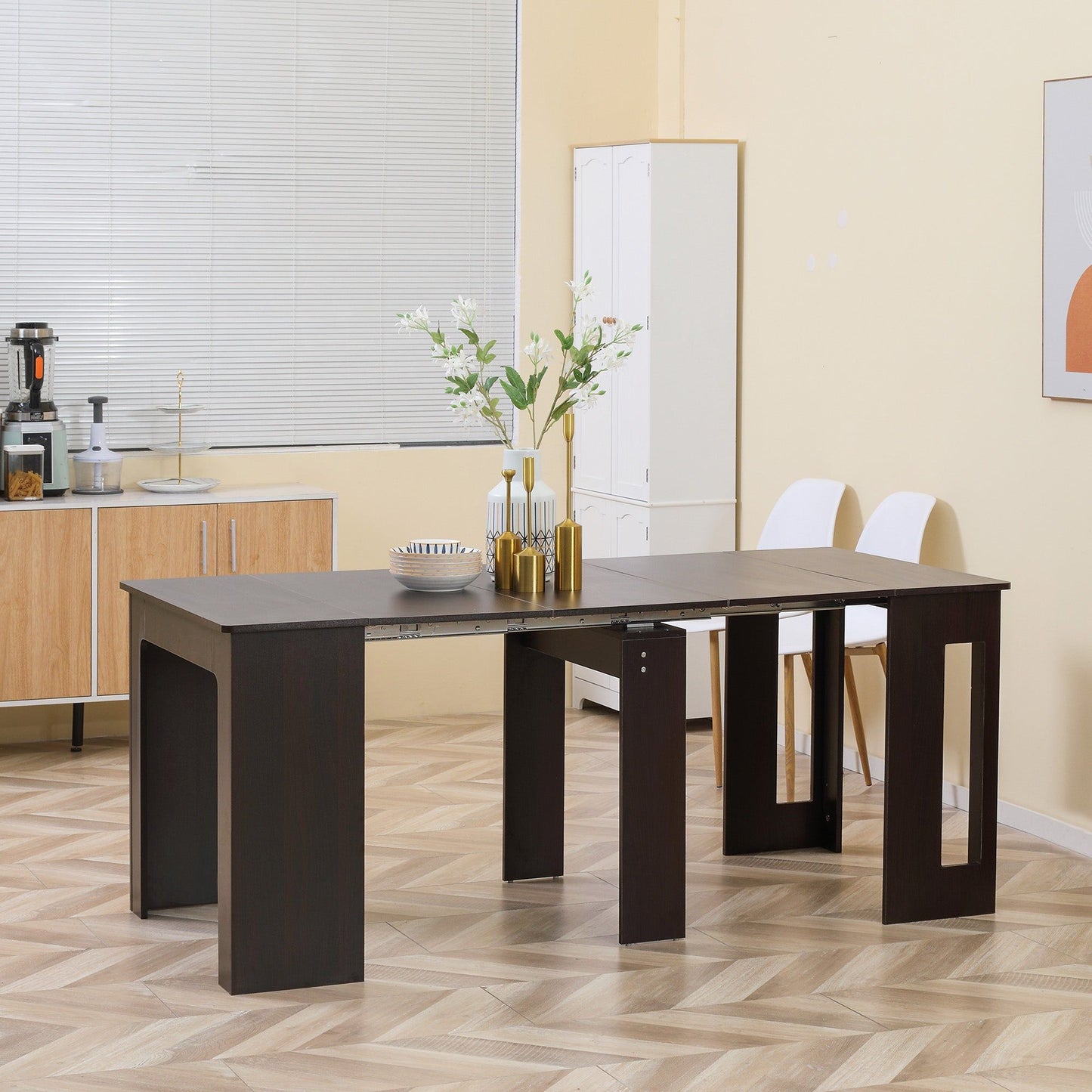 Extendable Dining Table Seats 6 - Dark Brown