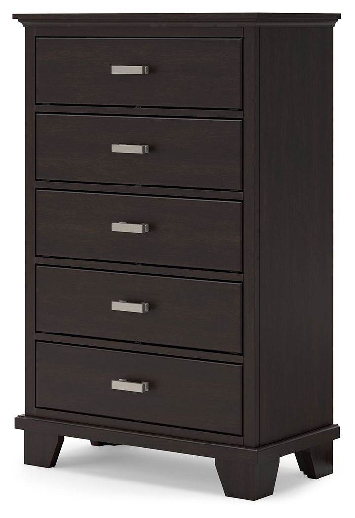 Covetown - Dark Brown - Five Drawer Chest - Forward Furniture