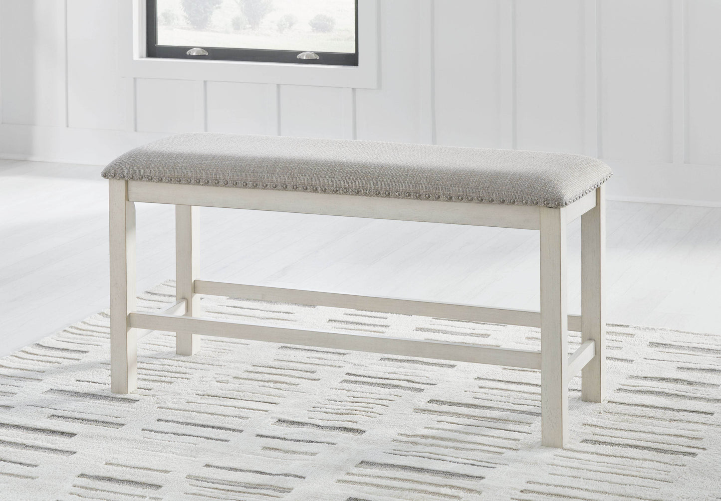 Robbinsdale - Antique White - Dbl Counter Height Upholstered Dining Bench - Forward Furniture