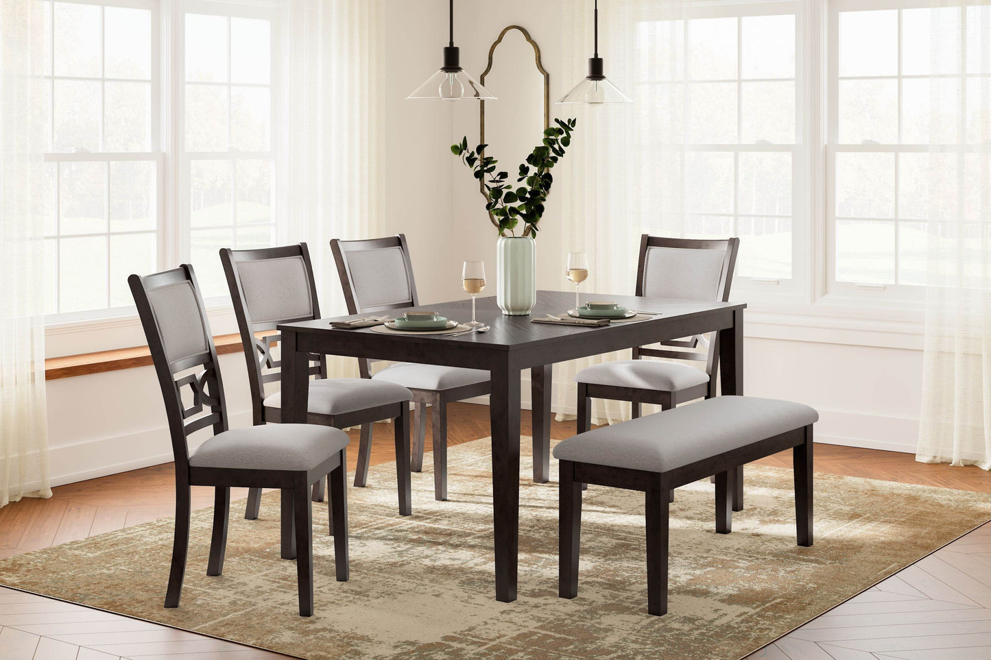 Langwest - Brown - Dining Room Table Set (Set of 6) - Forward Furniture