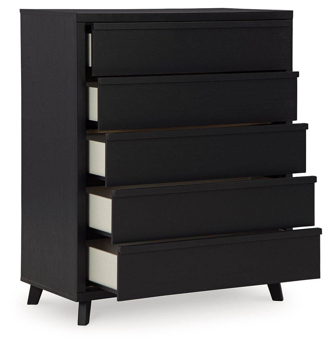 Danziar - Black - Five Drawer Wide Chest - Forward Furniture