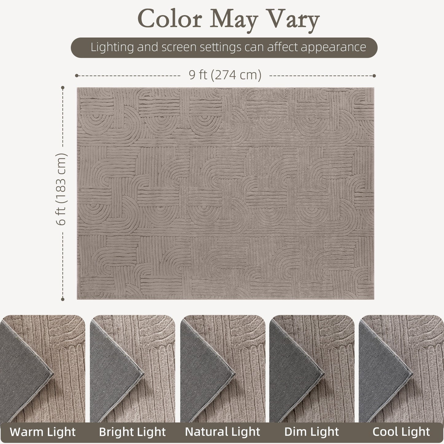 6x9 Area Rug, Luxurious Faux Fur Rug, Non-Slip Floor Carpet for Living Room, Bedroom, Dining Room, Tan