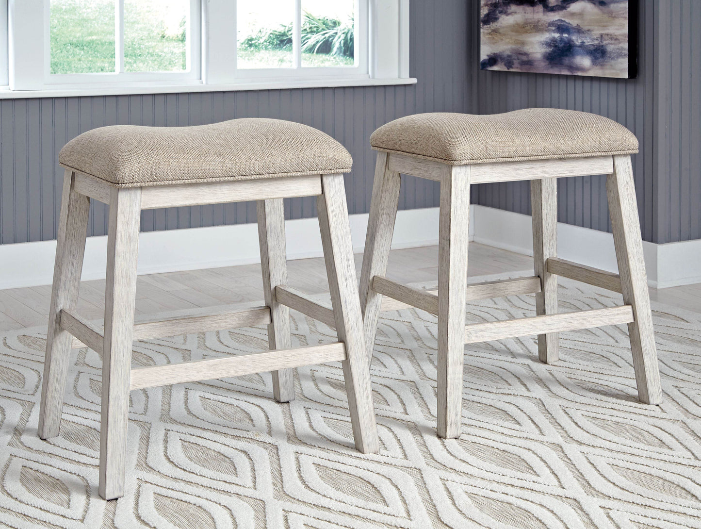 Skempton - White - Upholstered Stool (Set of 2) - Forward Furniture