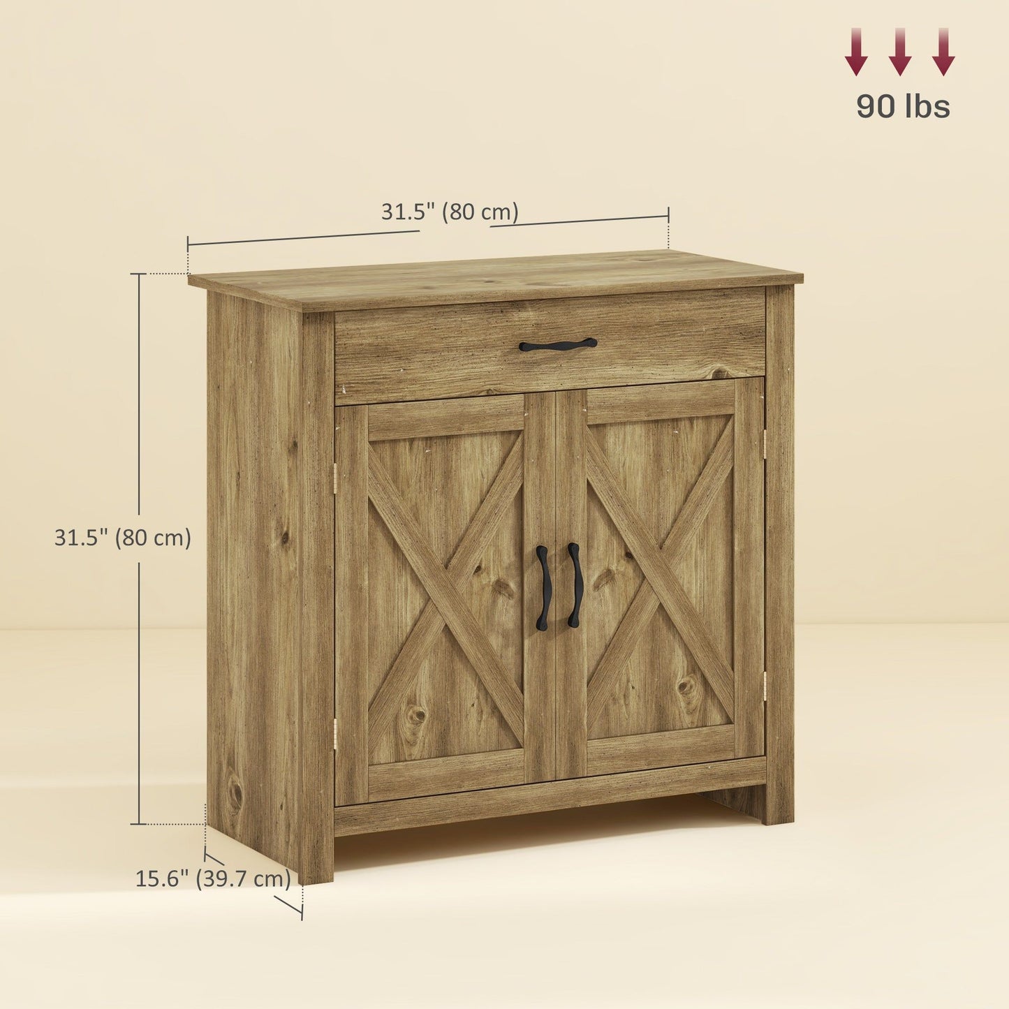 Farmhouse Sideboard Buffet with Barn Doors - Natural Wood