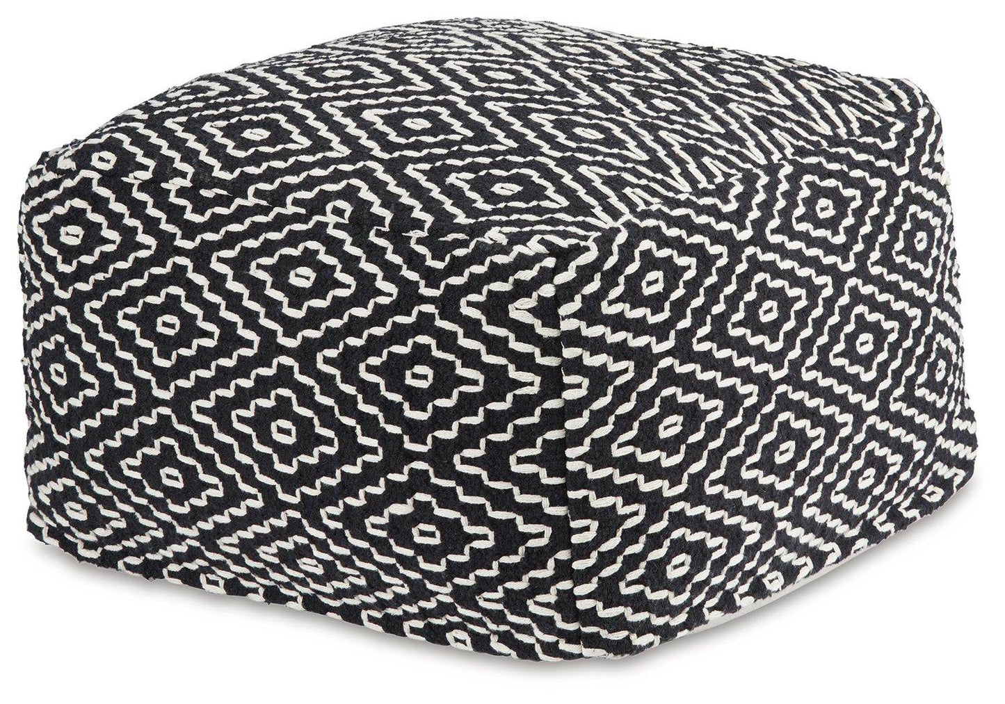 Jasett - Black / Ivory - Pouf - Forward Furniture