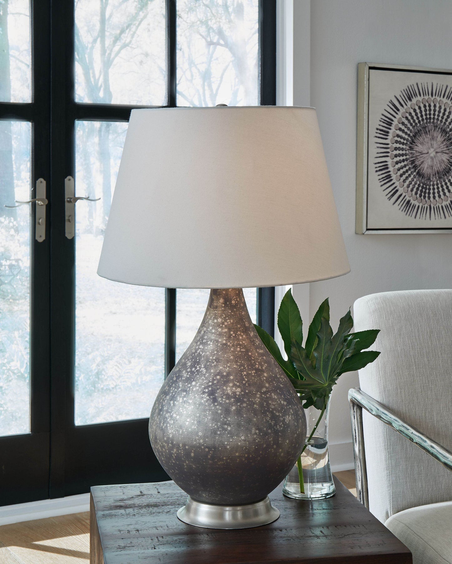 Bluacy - Antique Gray - Glass Table Lamp - Forward Furniture