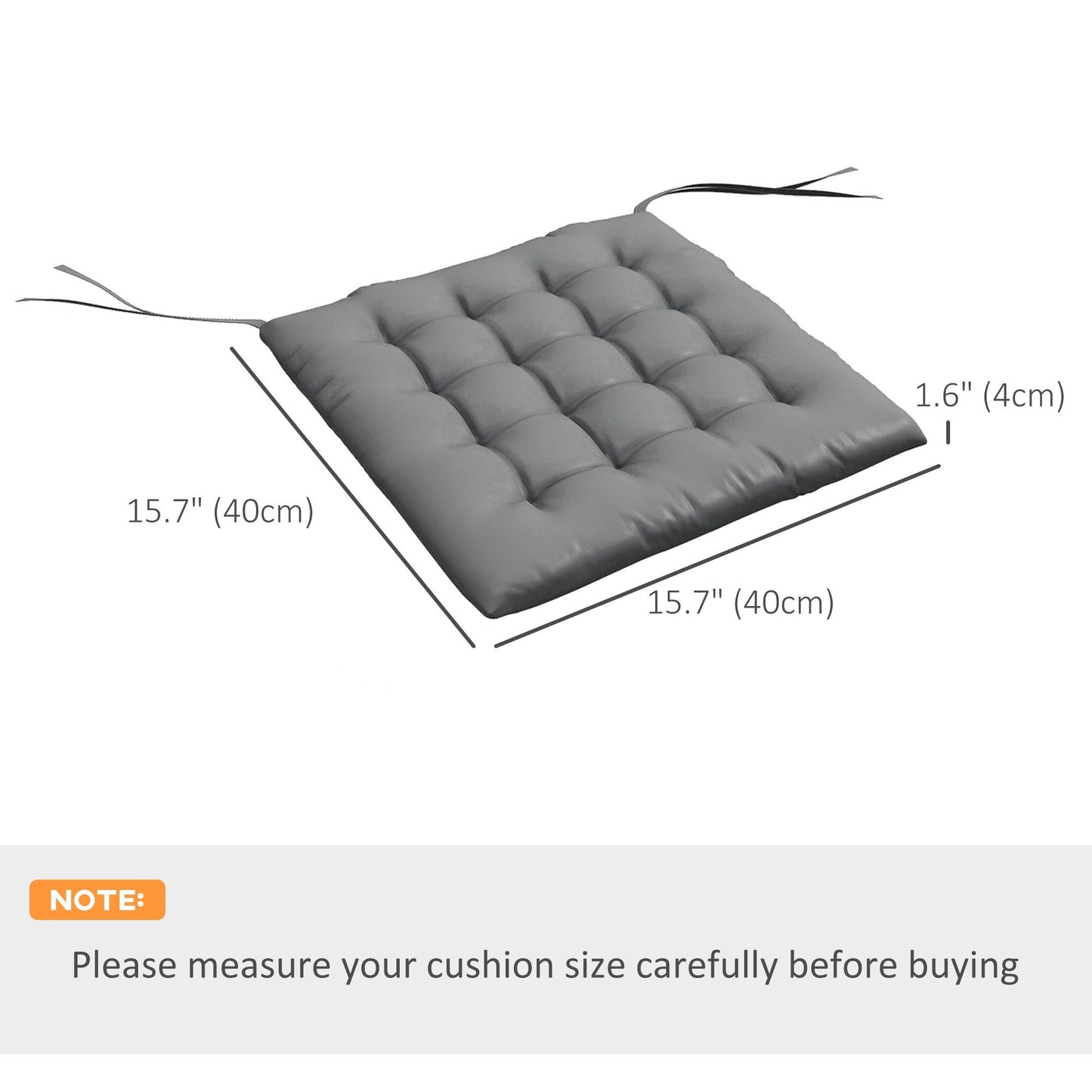 6-Piece Seat Cushion Pillows Replacement, Button Tufted Patio Chair Cushions Set with Ties, Charcoal Grey