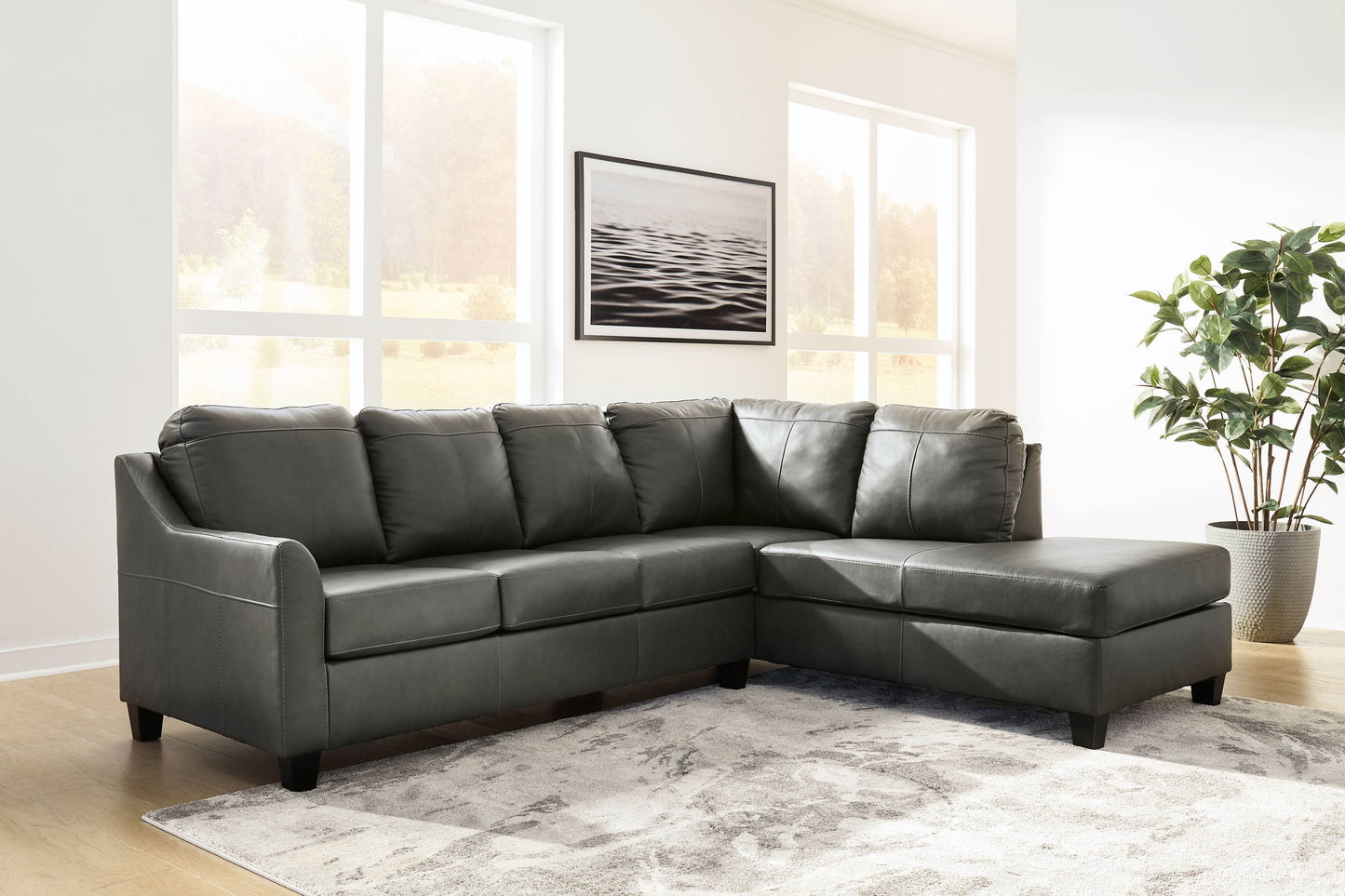 Valderno - Fog - 2-Piece Sectional With Raf Corner Chaise - Leather Match - Forward Furniture