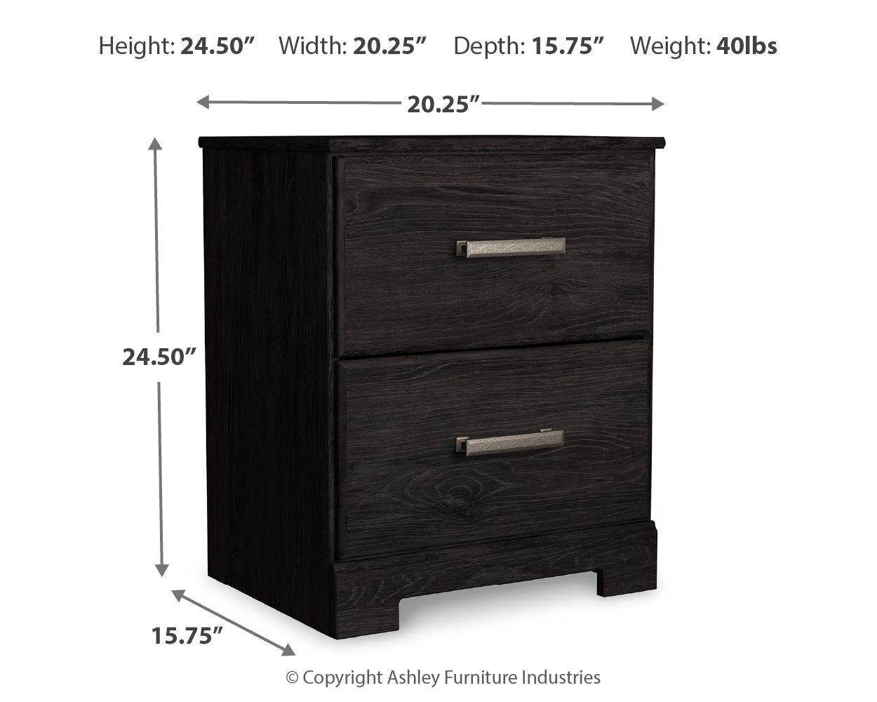 Belachime - Charcoal - Two Drawer Night Stand - Forward Furniture