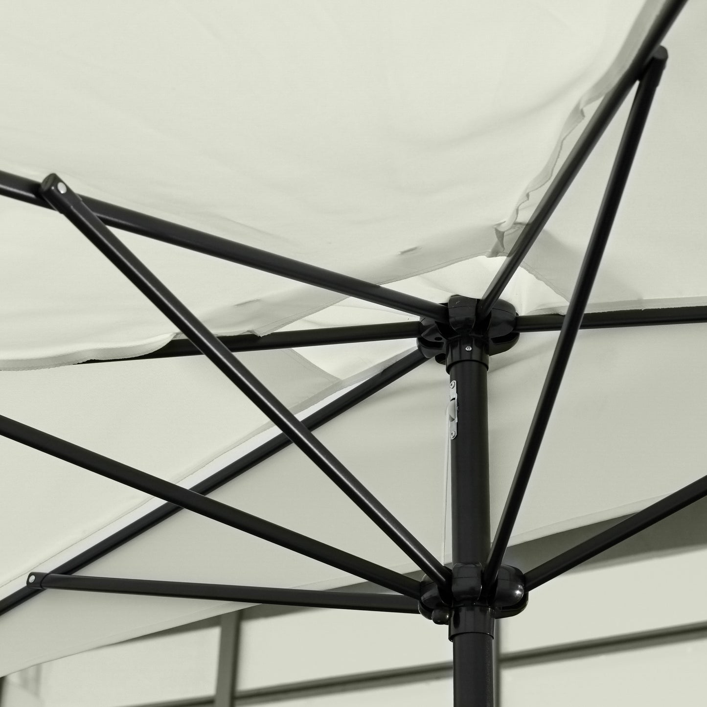 7.5ft Half Umbrella Semi Patio Parasol with Crank Handle, Top Vent for Garden, Balcony- NO BASE INCLUDED, Cream