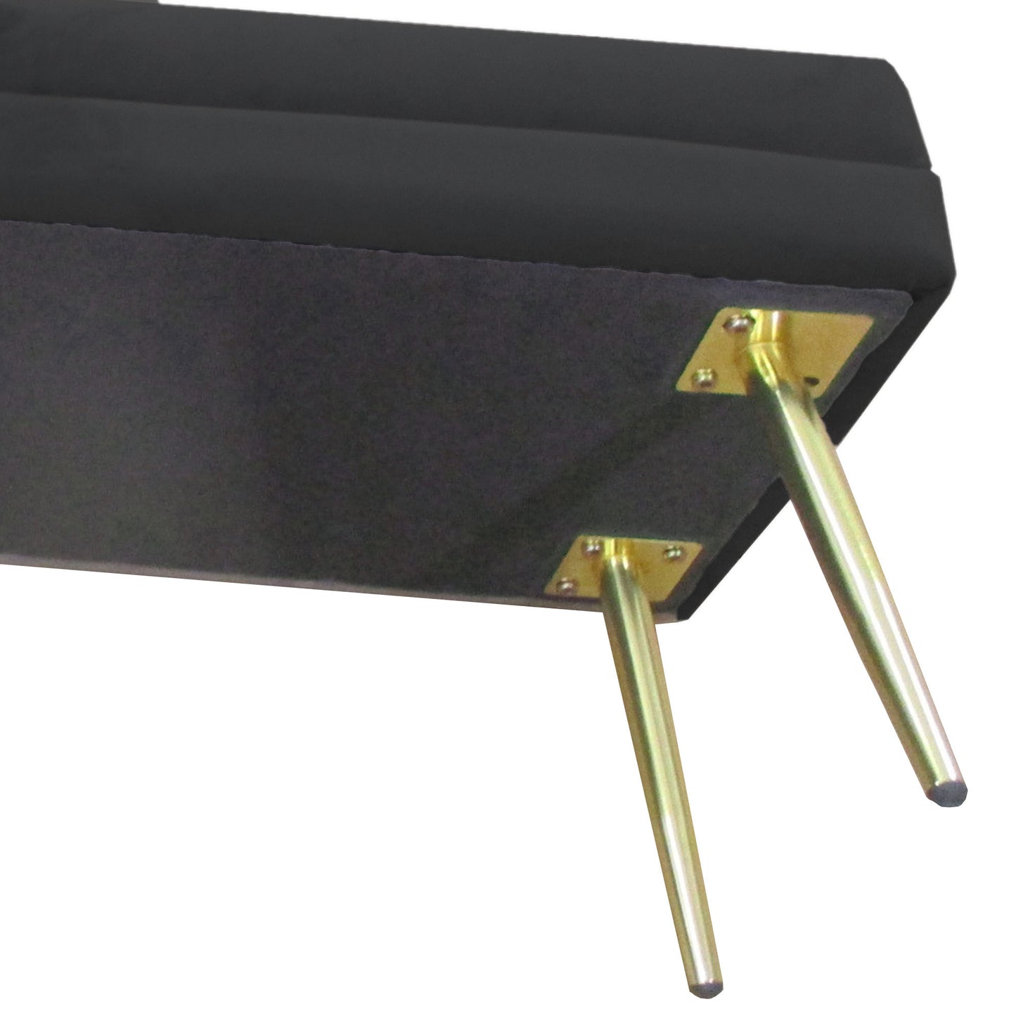 39" Storage Ottoman, Velvet End of Bed Bench with Steel Legs, Foot Stool with Storage for Bedroom, Living Room, Black