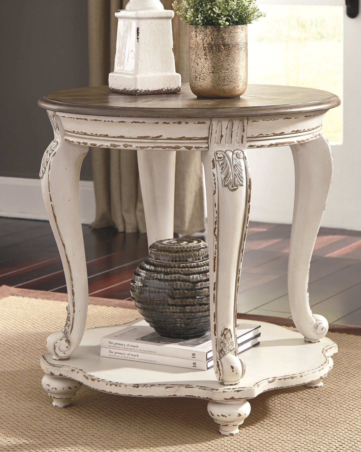 Realyn - White / Brown - Round End Table - Forward Furniture