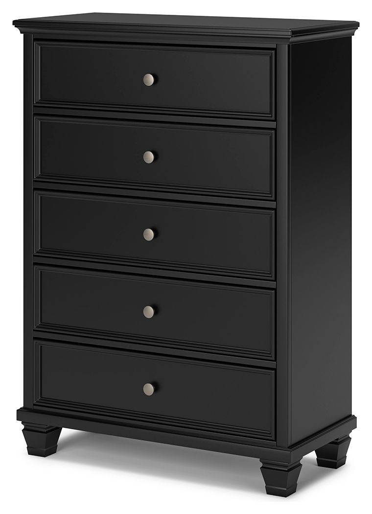 Lanolee - Black - Five Drawer Chest - Forward Furniture