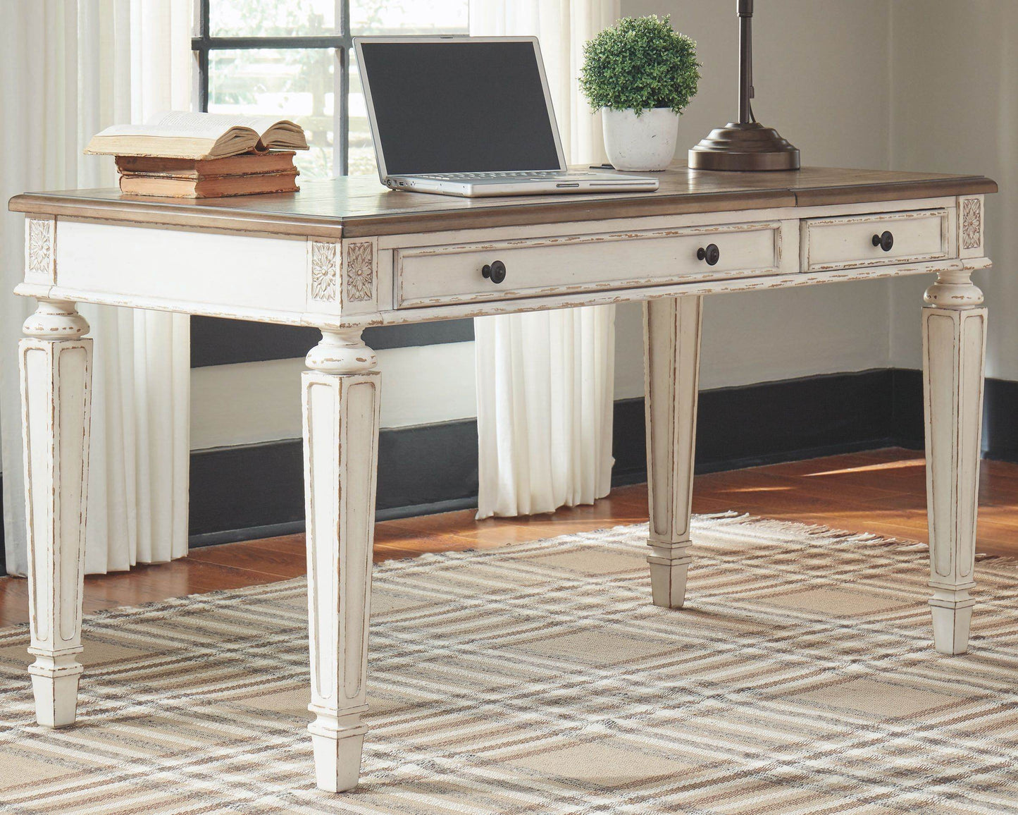 Realyn - White / Brown - Home Office Lift Top Desk - Forward Furniture