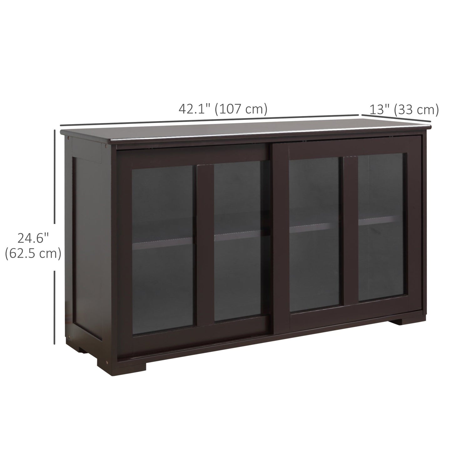 Stackable Sideboard with Sliding Glass Doors - Coffee