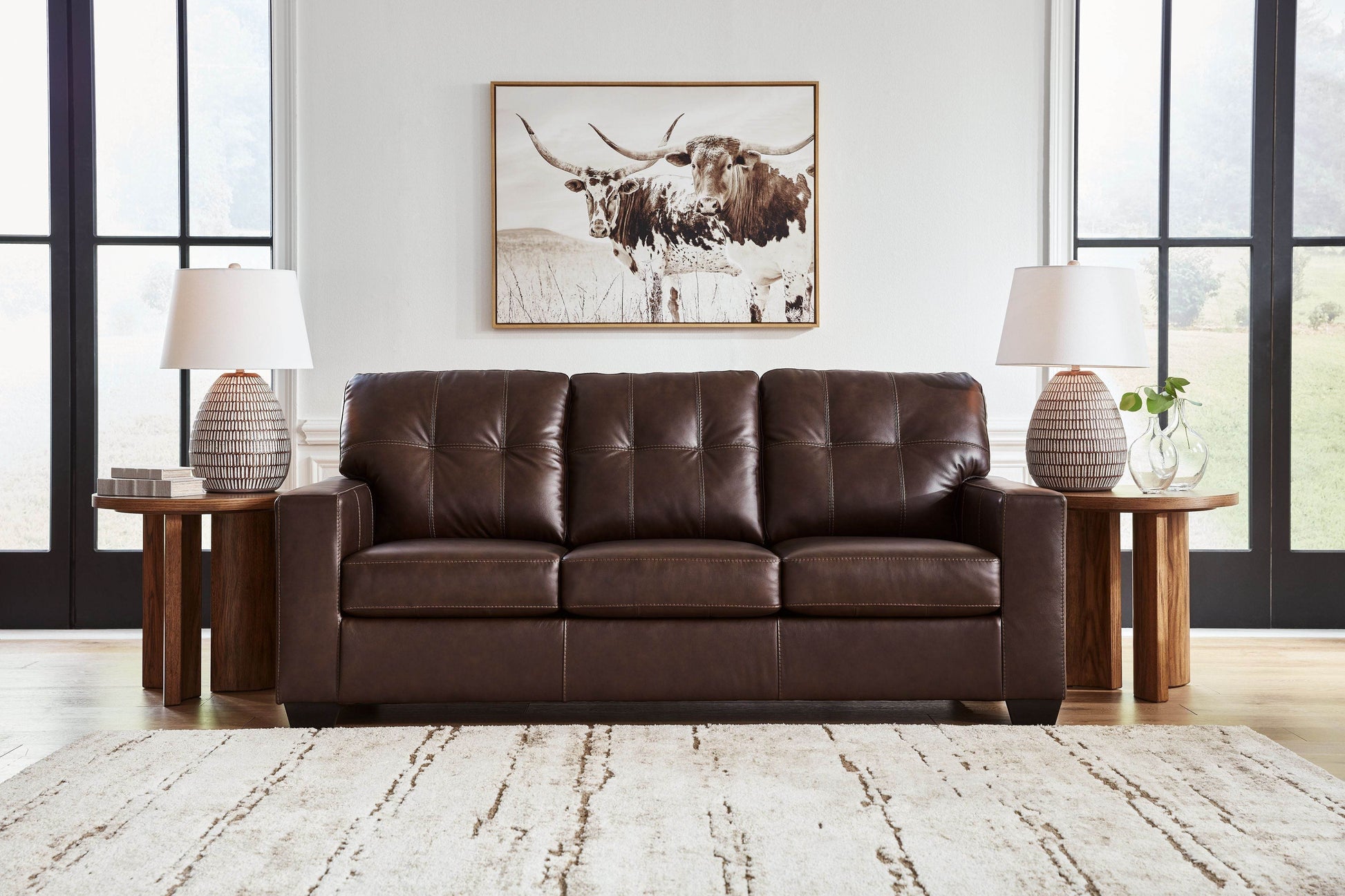 Santorine - Dark Brown - Sofa - Leather Match - Forward Furniture