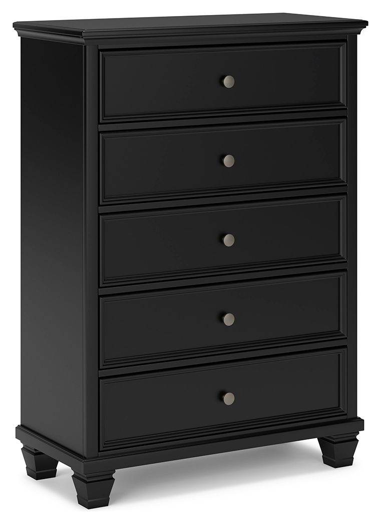 Lanolee - Black - Five Drawer Chest - Forward Furniture