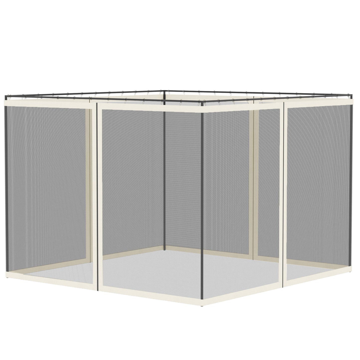 Replacement Mosquito Netting for Gazebo 10' x 10' Black Screen Walls for Canopy with Zippers, White