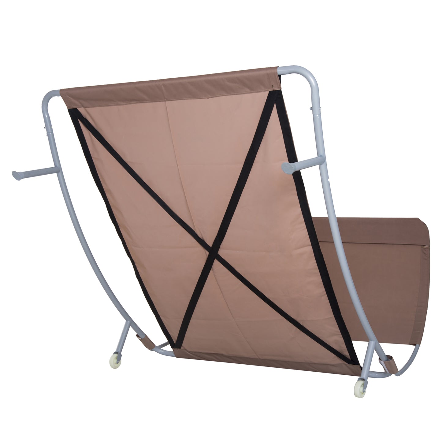 79" Outdoor Lounge Chair with Canopy, Double Chaise Lounger Hammock Bed w/ Pillow and Wheels, Brown