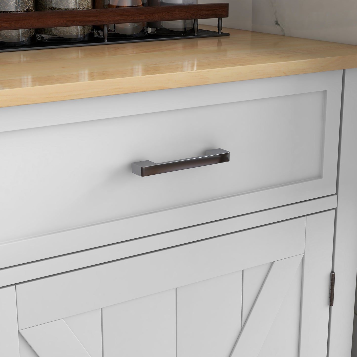 Rolling Kitchen Island with Drop Leaf Wood Breakfast Bar, Farmhouse Kitchen Cart with 2 Drawers, Adjustable Shelves for Dining Room, White