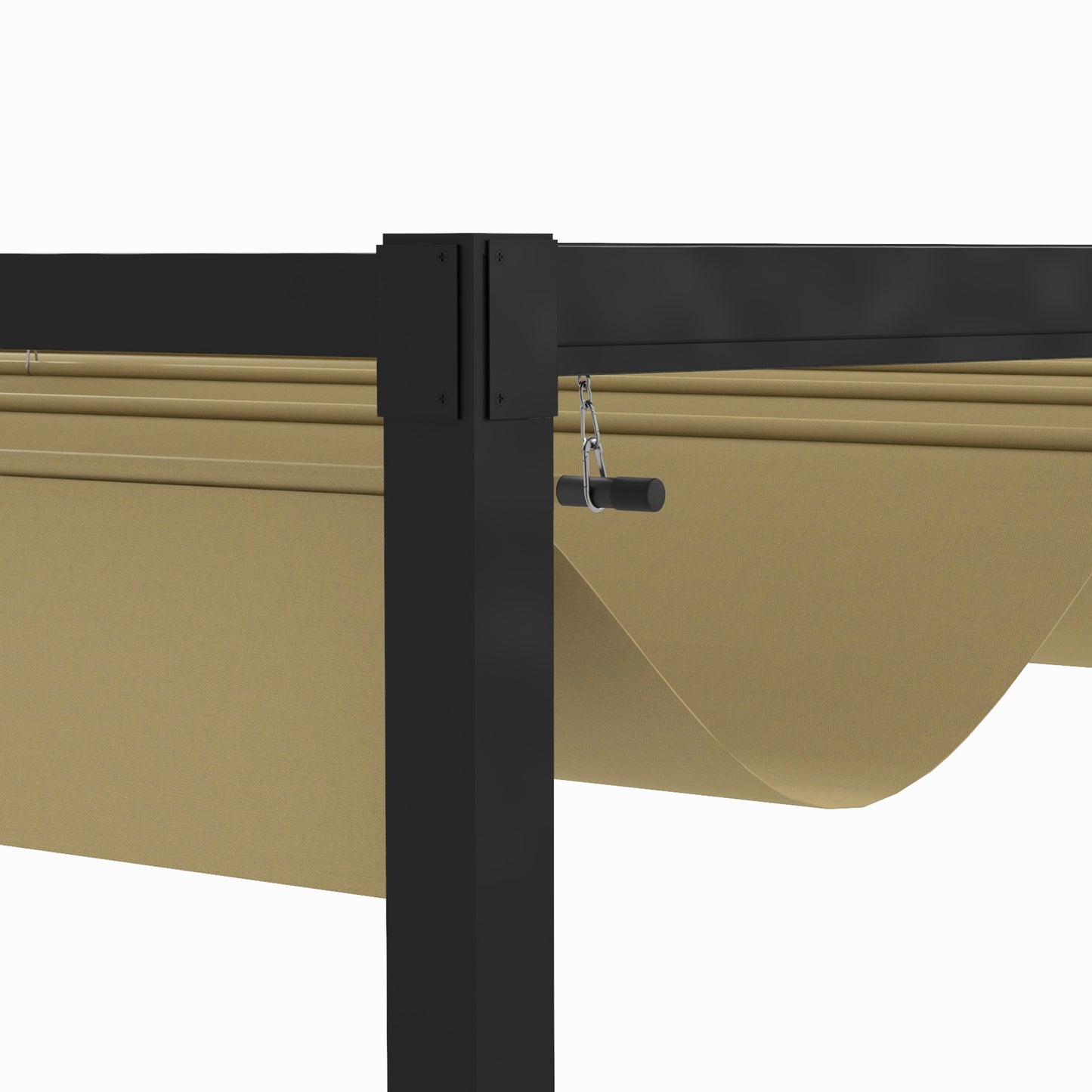 10' x 7' Patio Pergola with Retractable Canopy, Outdoor Sun Shelter, Yard Shade, Khaki