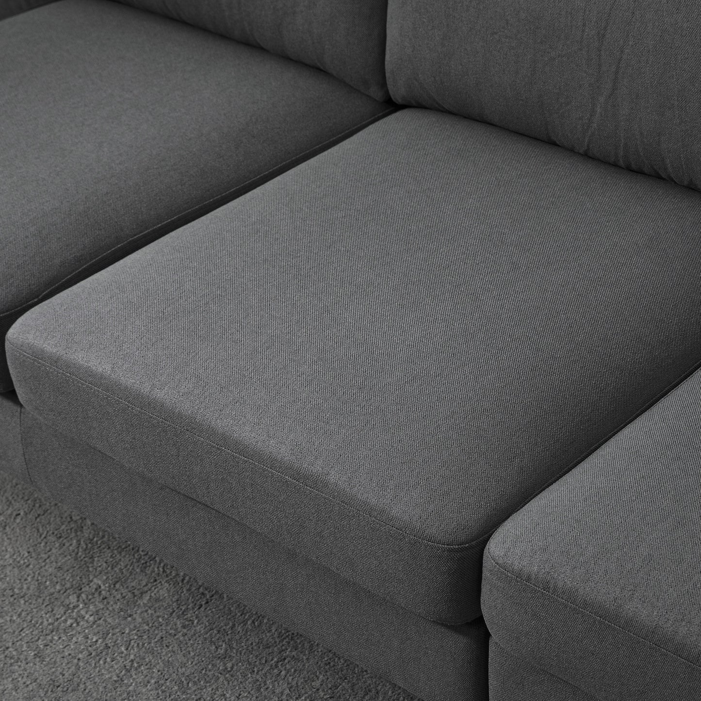 L-Shape Sofa, Modern Sectional Couch with Changeable Chaise Lounge, Pillows and Wooden Legs for Living Room, Dark Grey