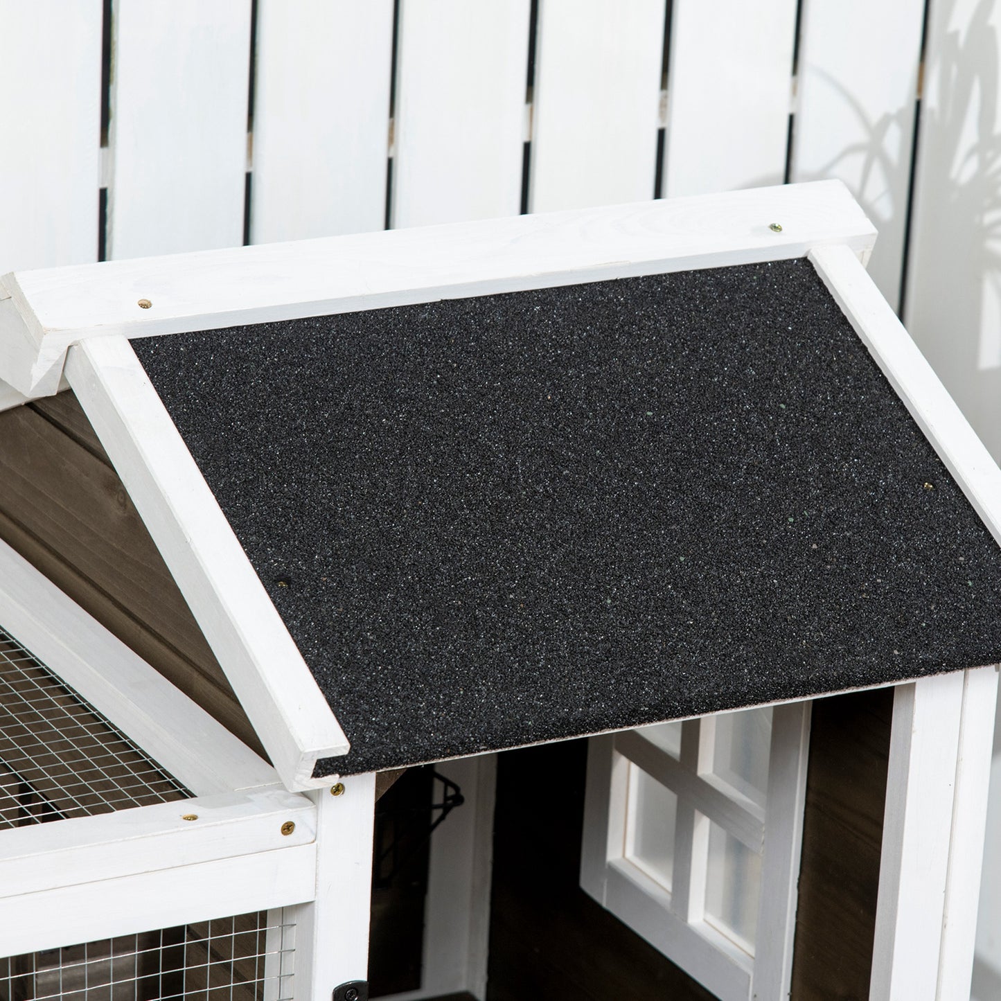 Rabbit Cage with Wheels, Ramp, Run, Tray for Indoor Outdoor, Suitable for Rabbit, Guinea Pig, Coffee