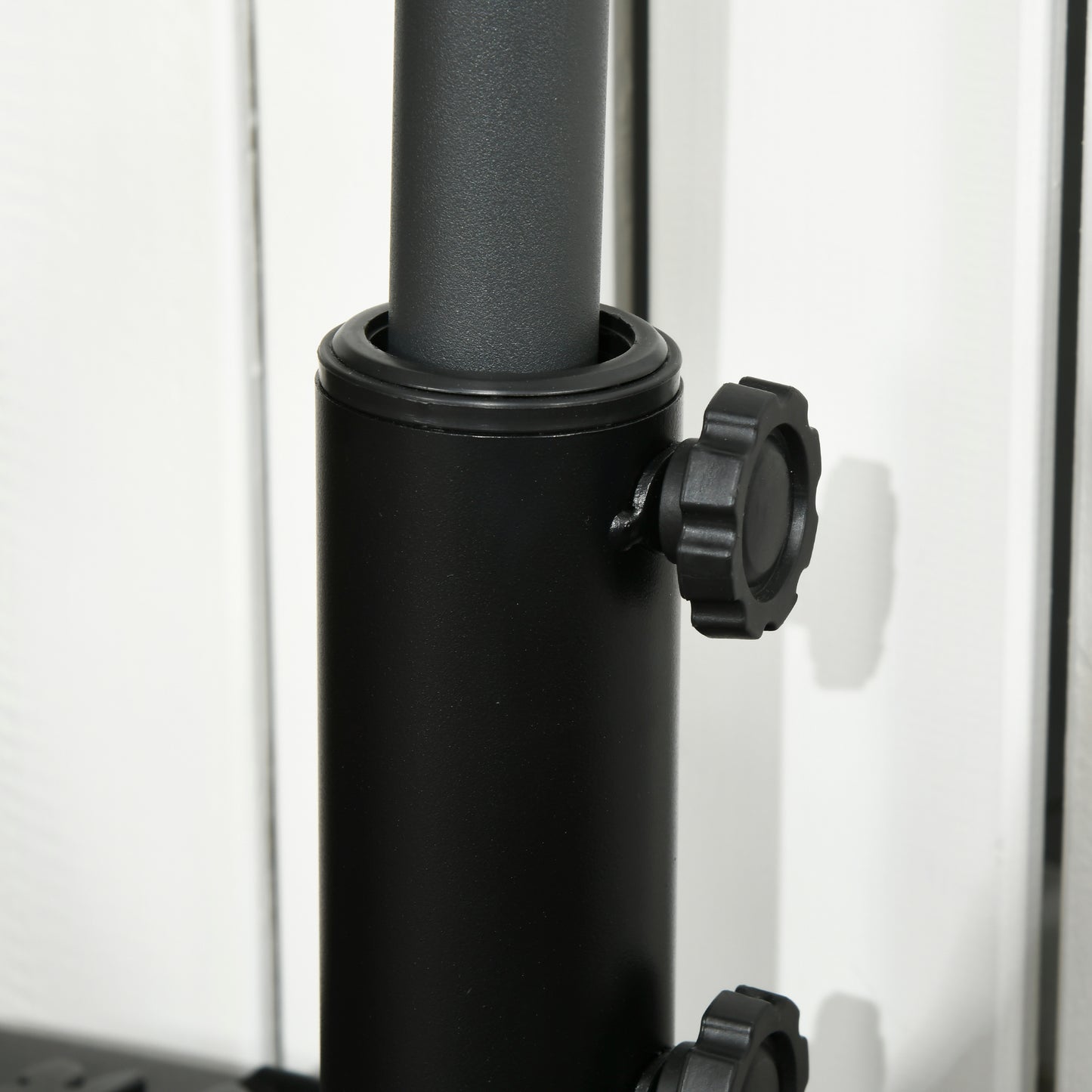 Plastic Half Round Umbrella Base, Sand or Water Filled Half Patio Umbrella Stand Holder 40lb Water or 46lb Sand, Black