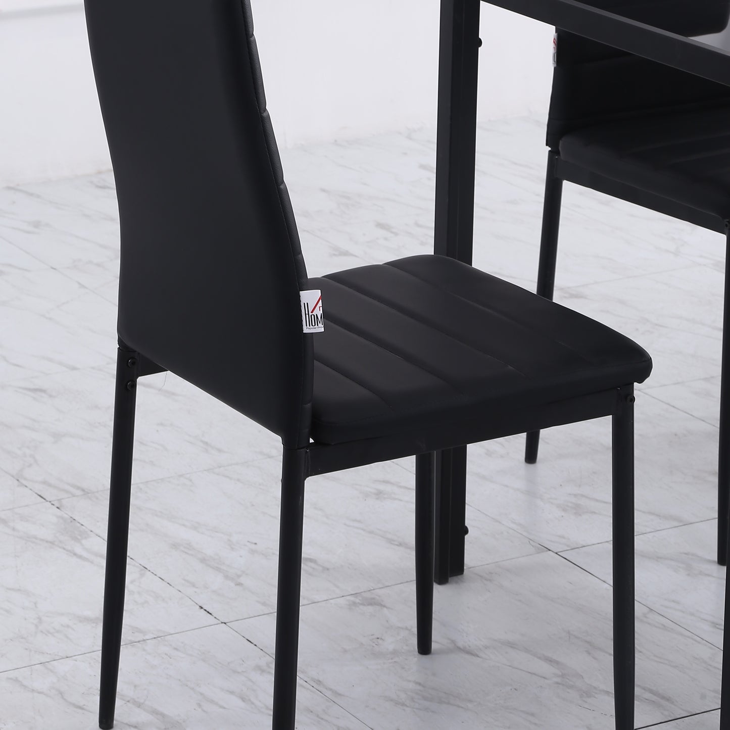 High Back Dining Chairs, Modern Upholstered PU Leather Accent Chairs with Metal Legs for Kitchen, Set of 4, Black