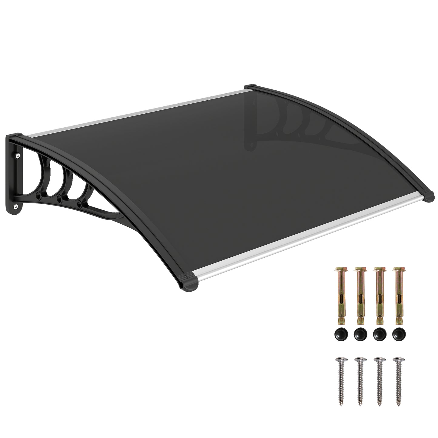 Window Awning Door Canopy, 29.9" x 39.4" Polycarbonate Cover, Front Door Patio Canopy with Solid Panel, Transparent