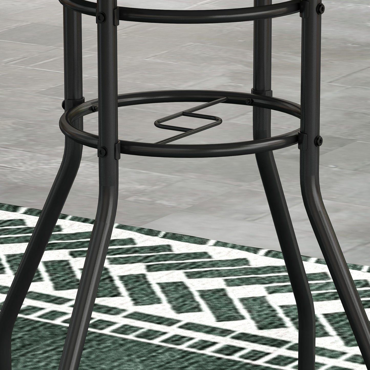 23.6" Round Patio Table, Outdoor Side Table with Glass Printed Top, Multicolour