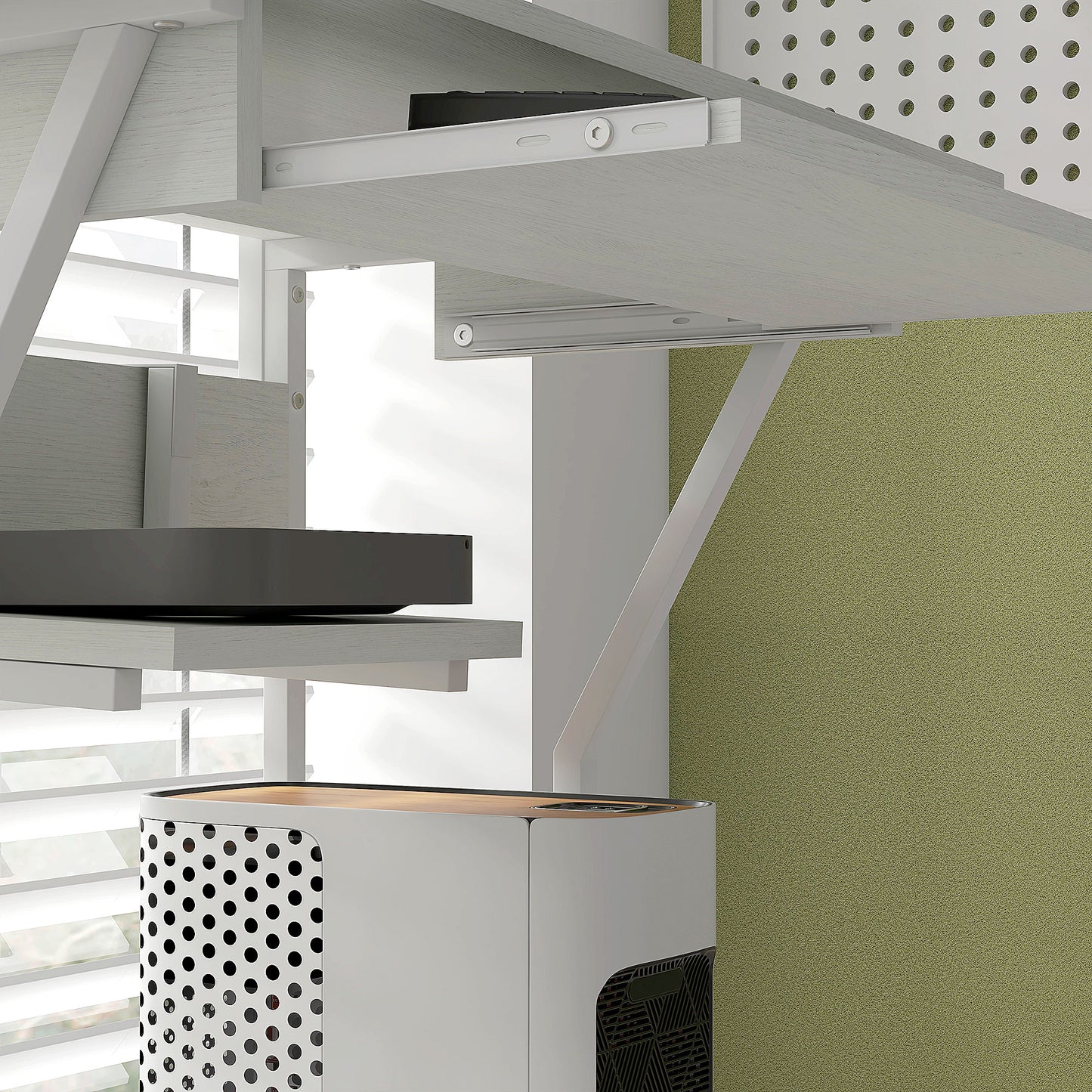 32" Mobile Computer Table, Rolling Study Desk for Home Office with Keyboard Tray, Storage Shelves, Wheels, White