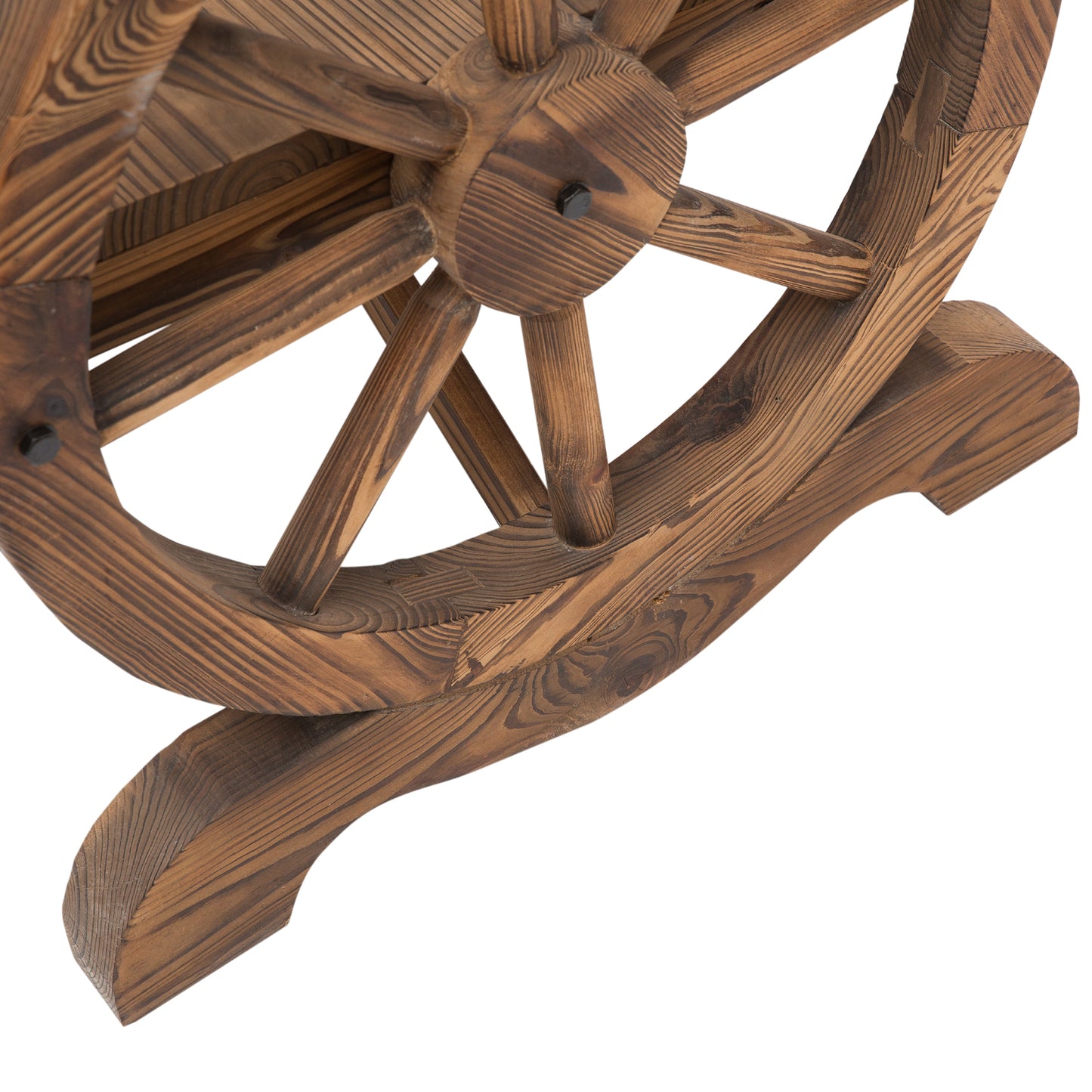 Wooden Wagon Wheel Bench Rustic Design 2 Seater Garden Outdoor Chair High Back Loveseat