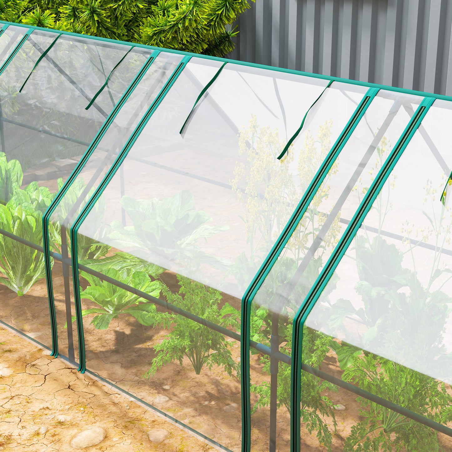 Portable Mini Greenhouse Tunnel Growing Tent Plants Flower Warm House w/ Zippered Roll-up Doors, Clear