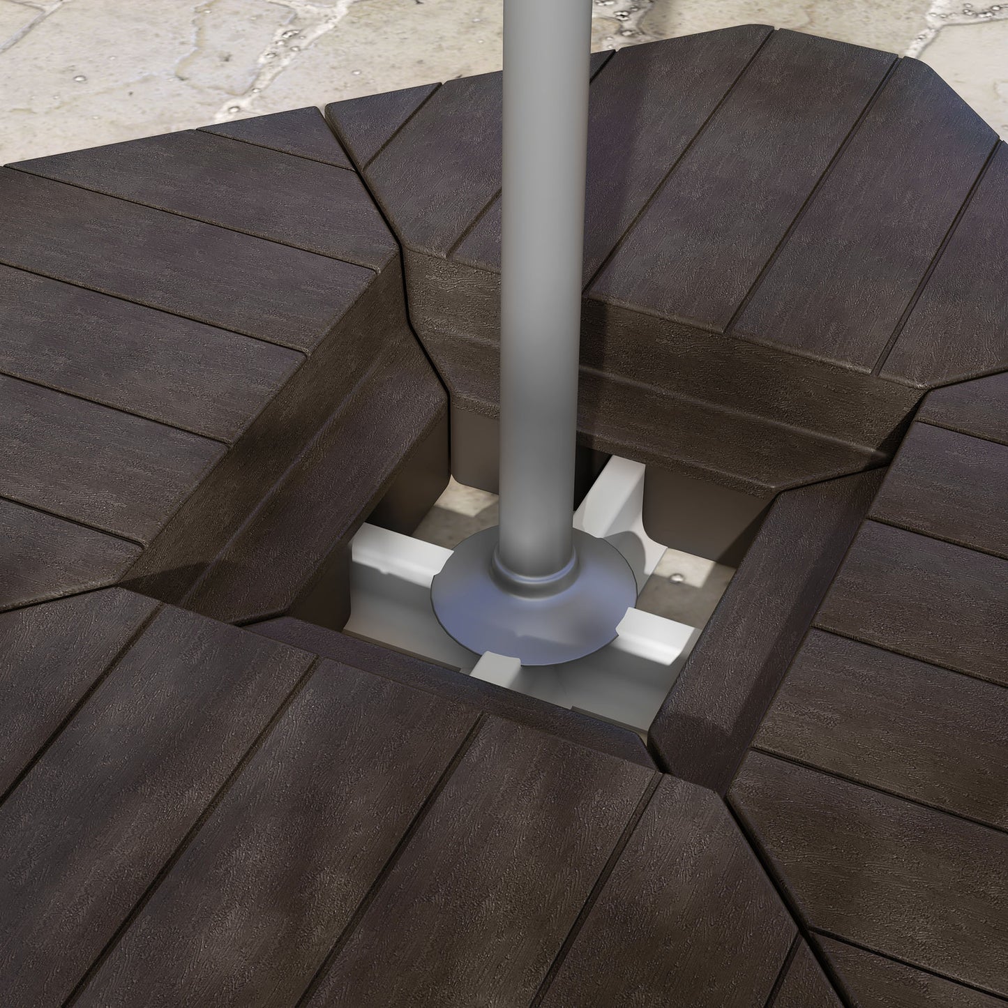 Offset Umbrella Base Outdoor Umbrella Weights, 132 lb. Capacity Water or 176 lb. Capacity Sand, Brown