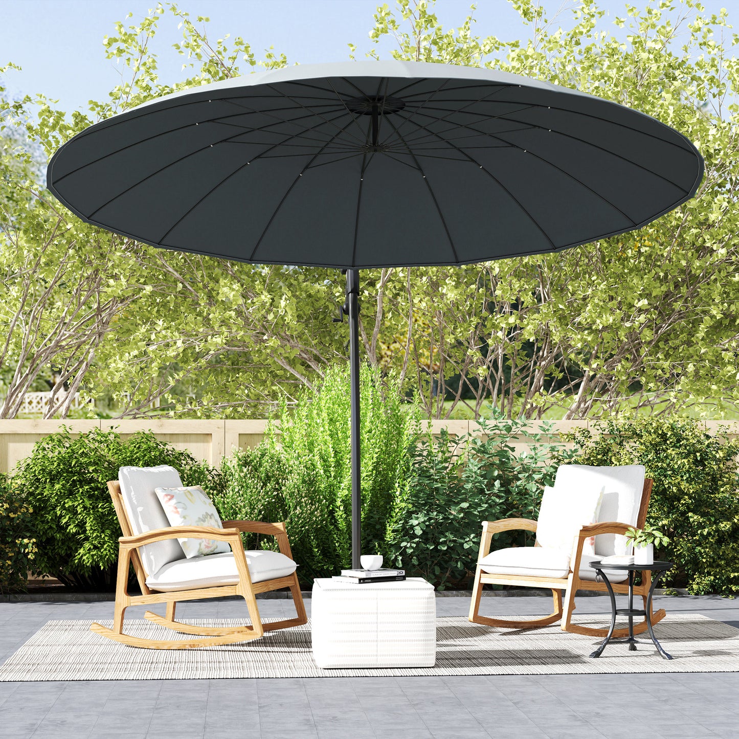 9FT Grey Cantilever Umbrella with 16 Fibreglass Ribs
