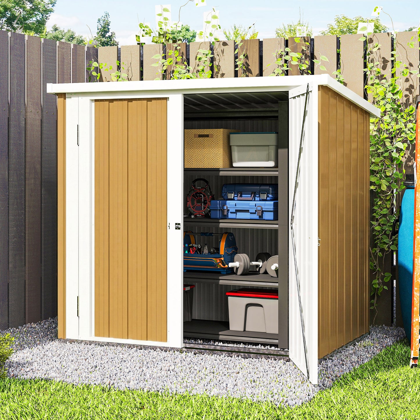 5' x 3' Metal Garden Storage Shed, Tool House with Double Doors for Backyard, Patio, Lawn