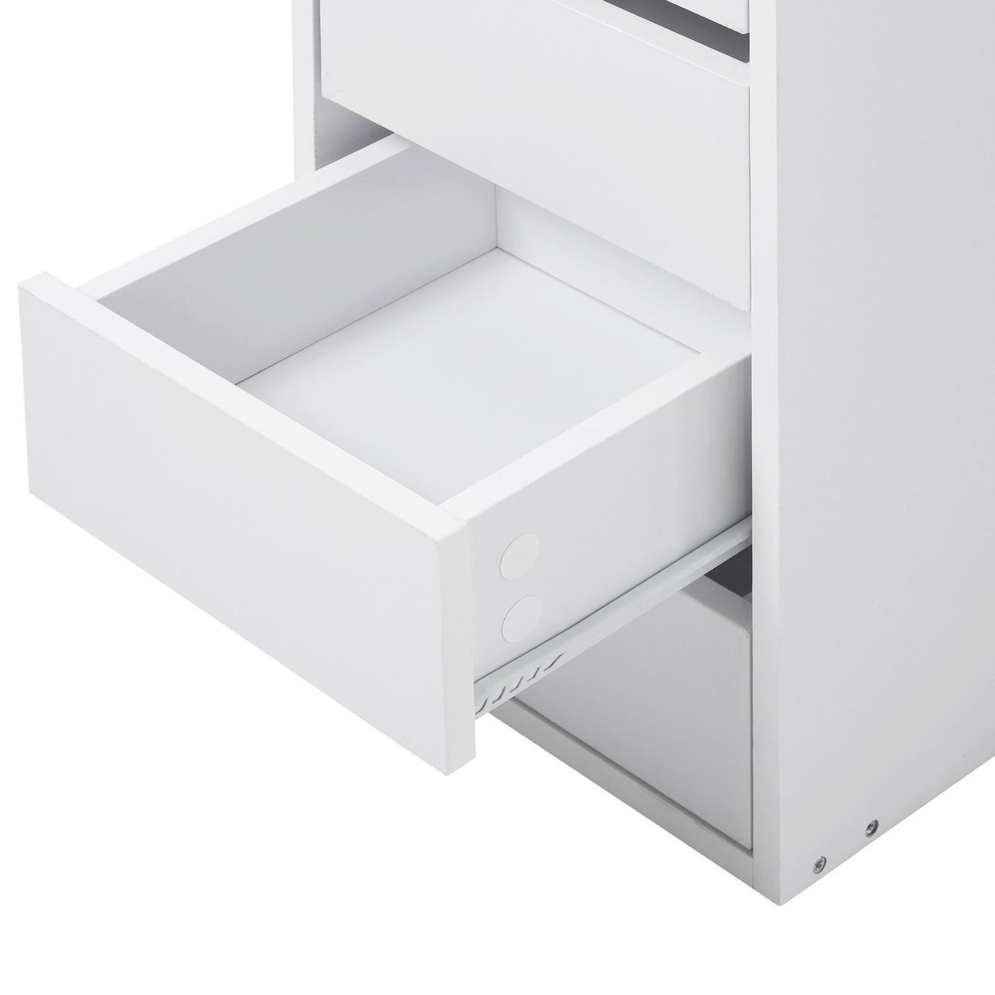Corner Dressing Table, Makeup Desk with 3-piece Mirror and 5 Drawers, White