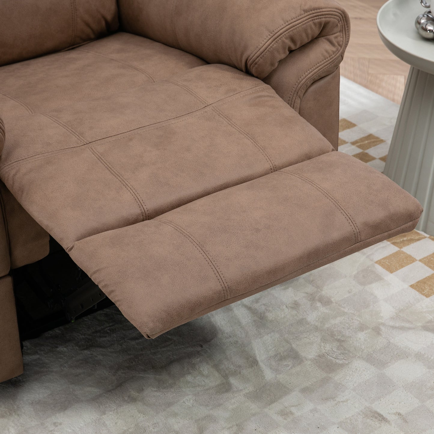 Manual Recliner Chair with Vibration Massage, Side Pockets, Microfibre Reclining Chair Nursing Chair for Living Room, Brown
