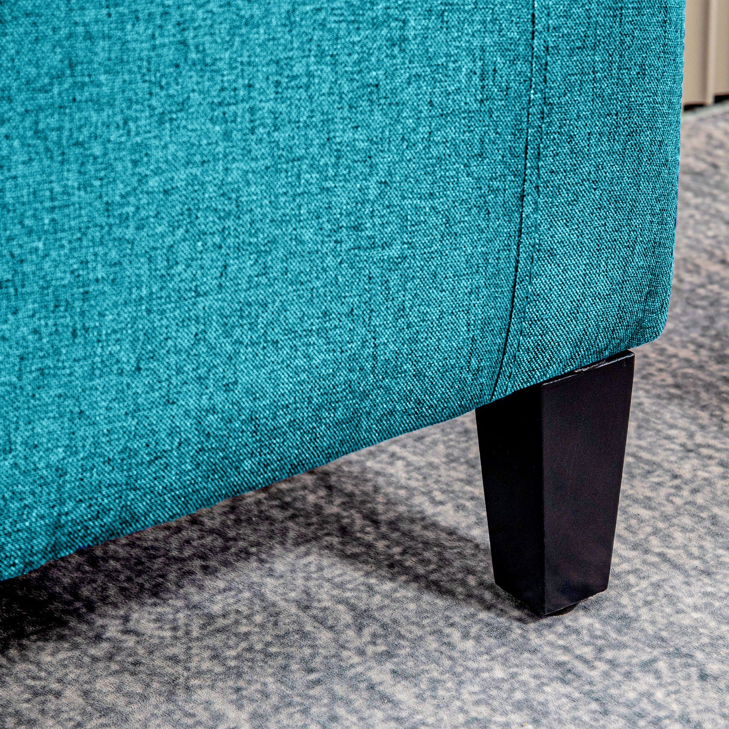 Storage Ottoman Bench, Linen Upholstered Bench with Tufted Design, Green