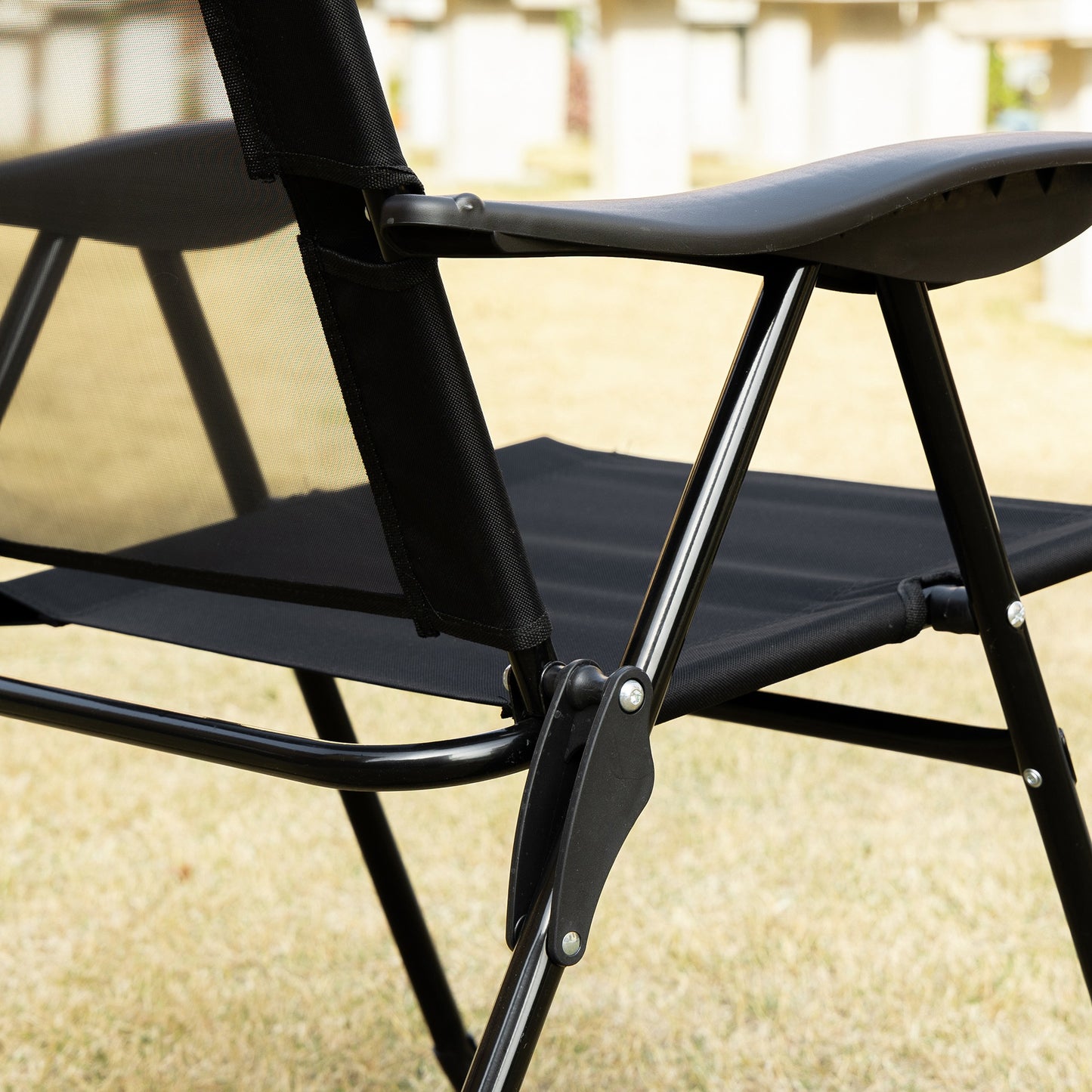 Double Camping Chairs Foldable w/ Reclining & Headrest, Black