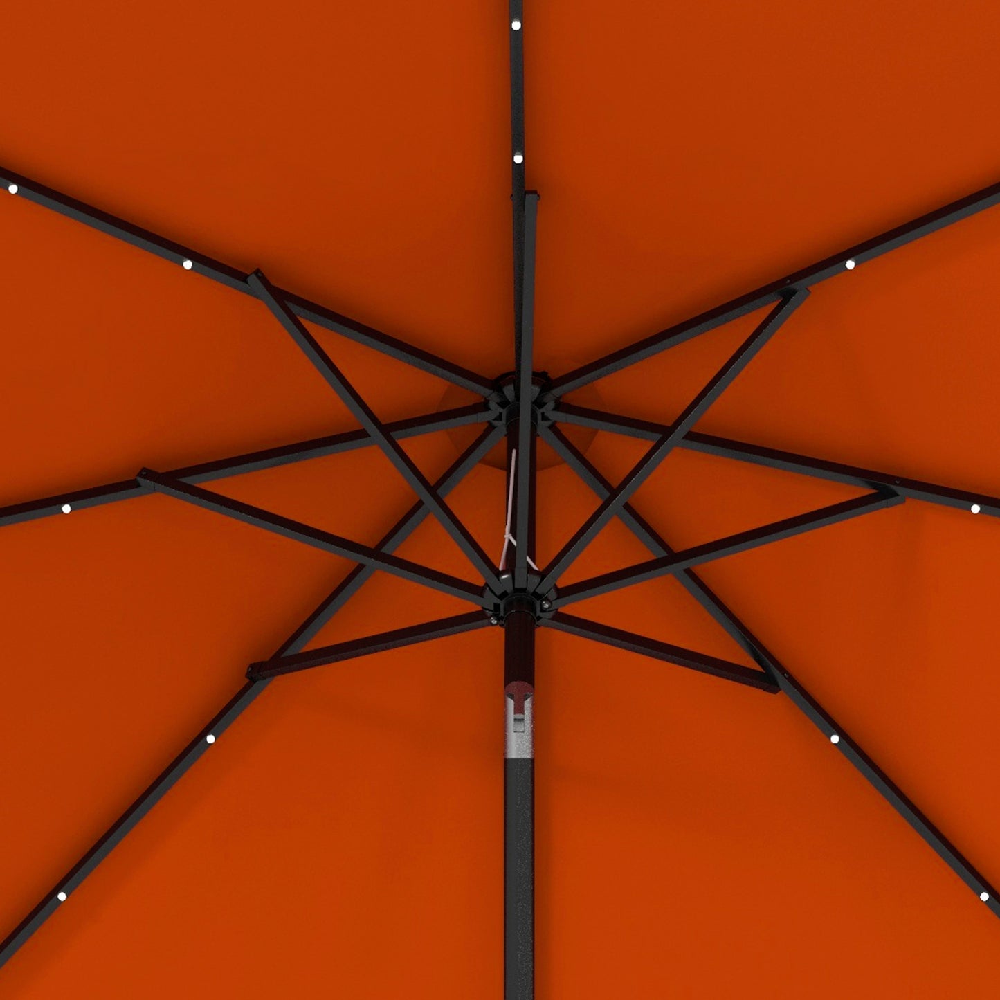 9ft Solar Patio Umbrella Outdoor Sunshade 24 LED Lights Tilt Canopy Orange