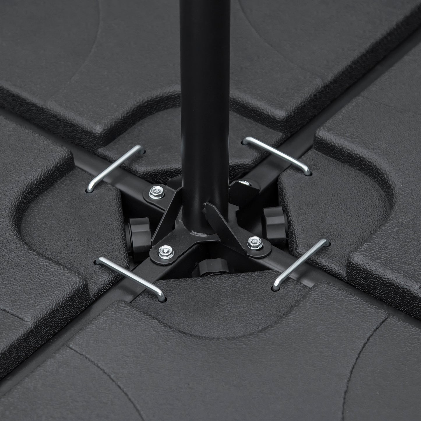 4 Piece Umbrella Base Stand w/ U Locking, 132 lb Capacity Water or 172 lb Capacity Sand, Black