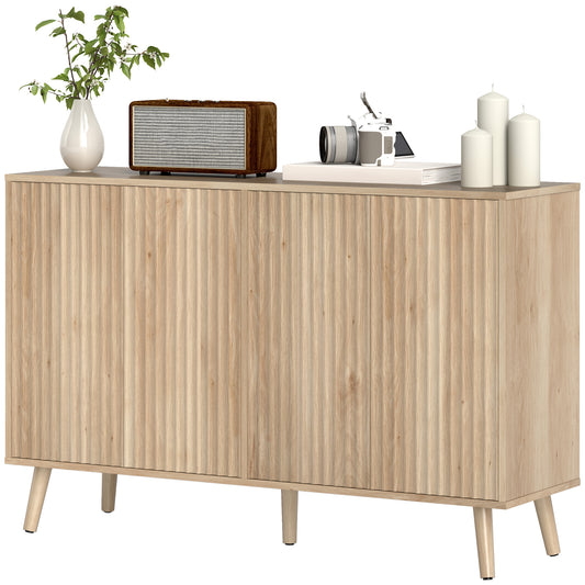 Fluted Buffet Cabinet with Adjustable Shelves - Oak