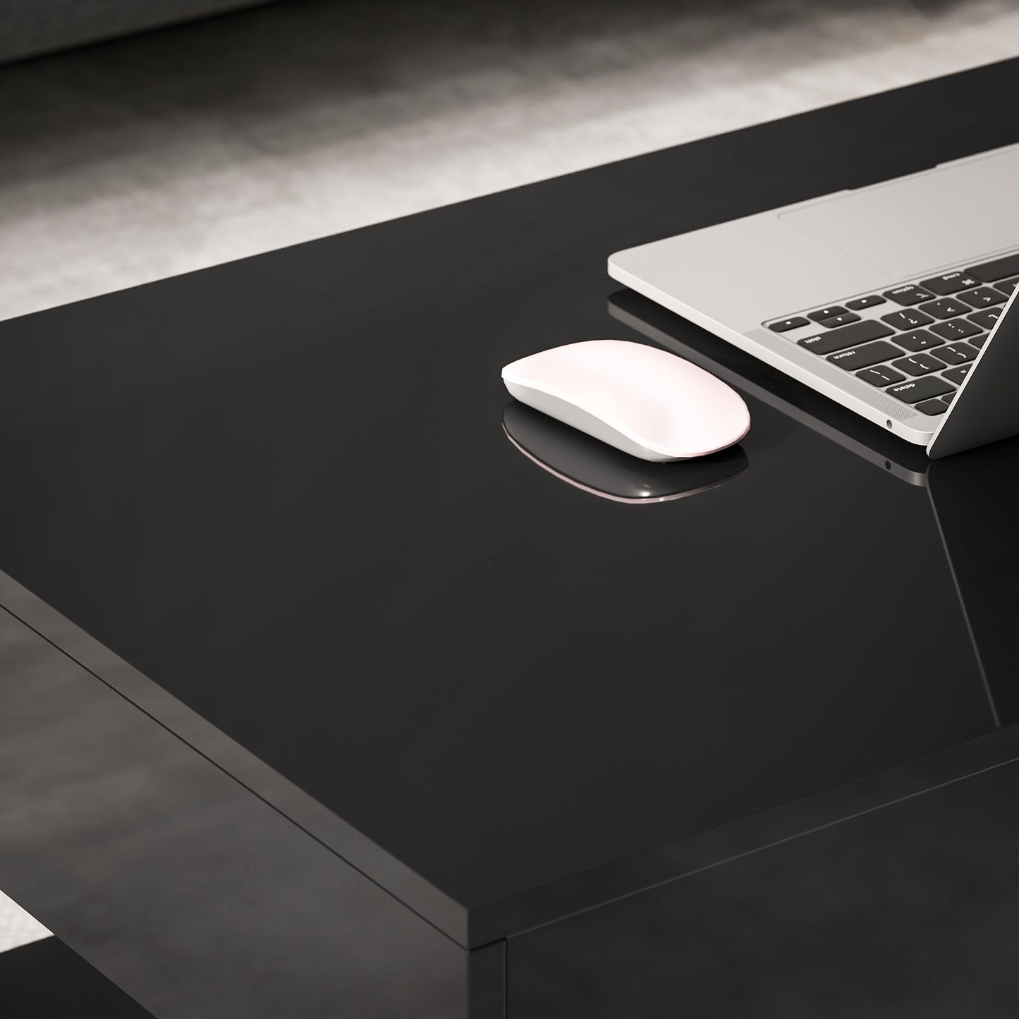 Coffee Table with Adjustable LED Lights, Modern Living Room Table with 2 Drawers, Open Shelf, Remote, High Gloss Black