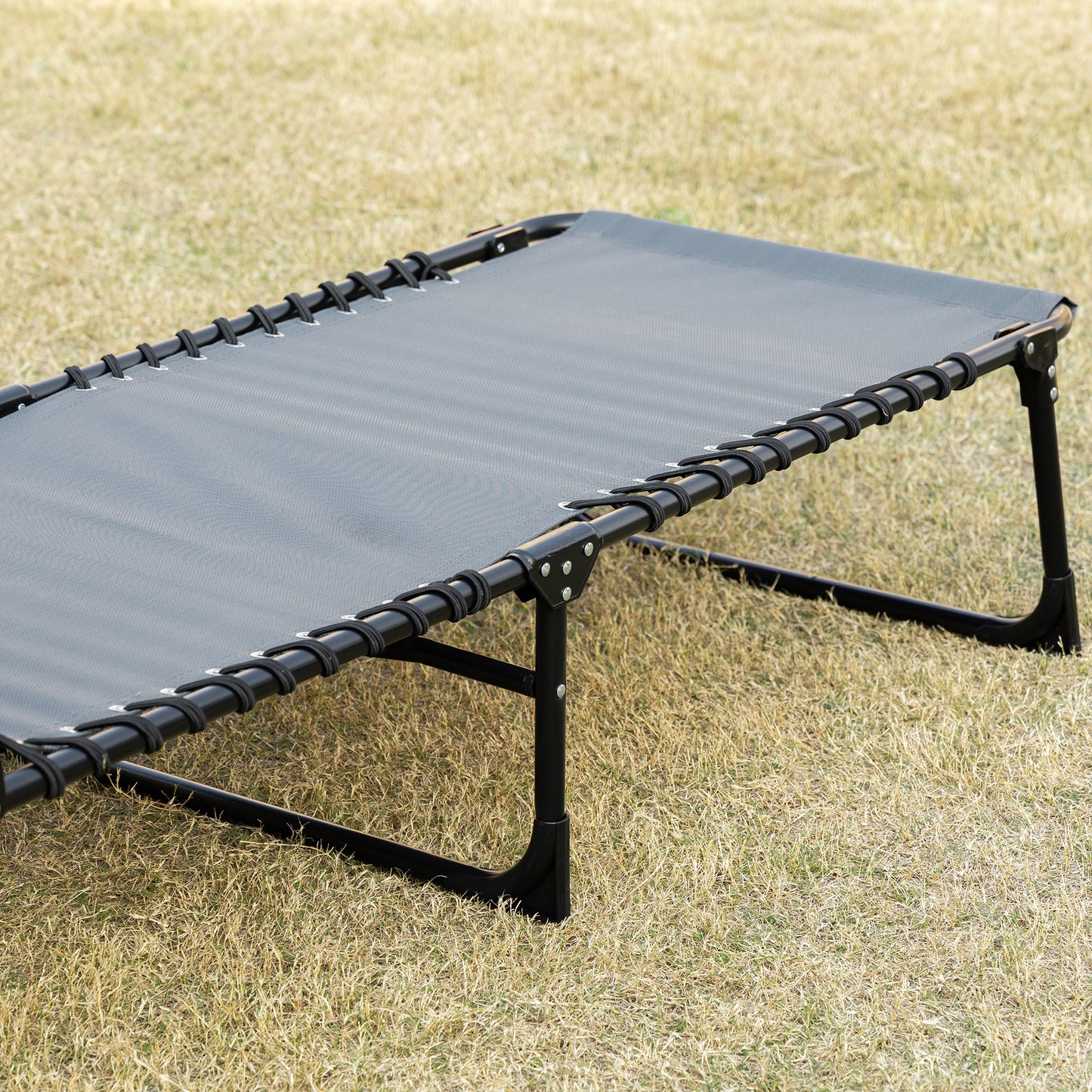 Outdoor Folding Chaise Lounge, Reclining Lounge Chair with Adjustable Backrest and Removable Pillow, Grey