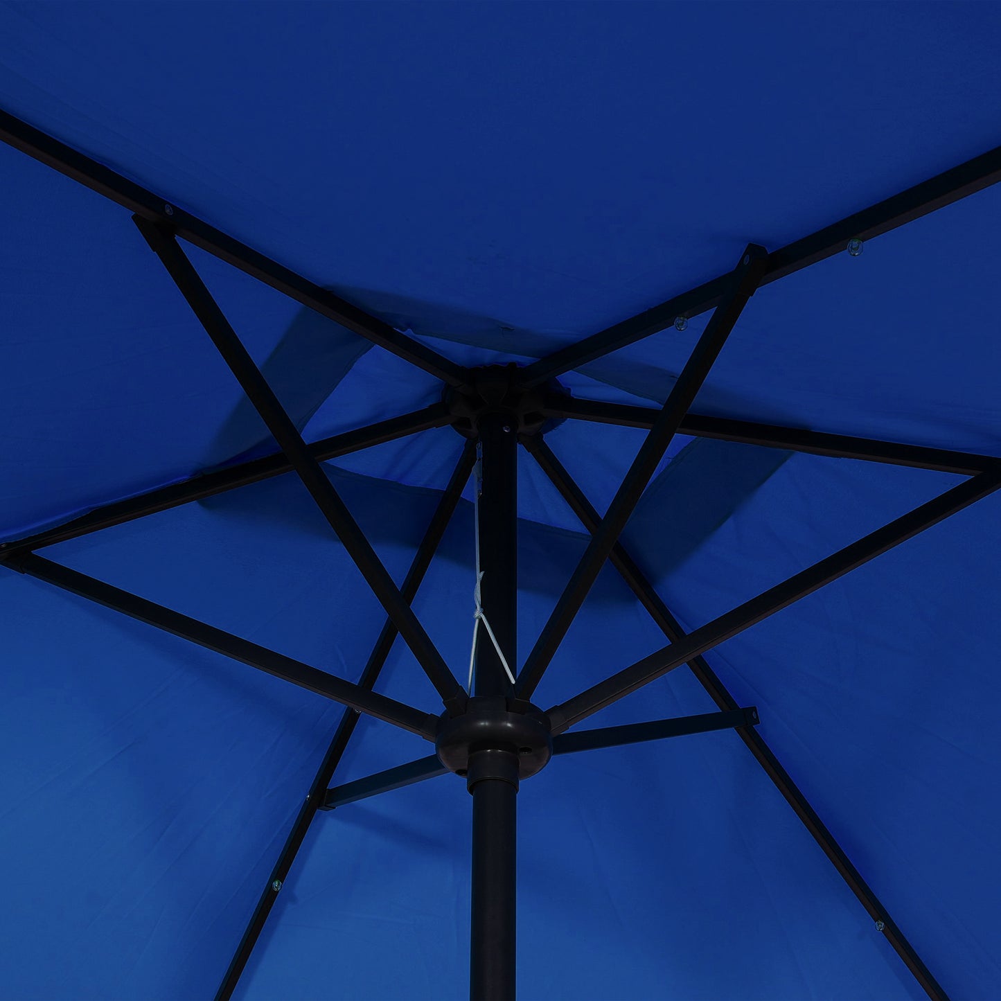 6' x 10' Patio Umbrella with 22 LED Solar Lights and Tilt, Rectangular Outdoor Table Umbrella with Crank, Dark Blue